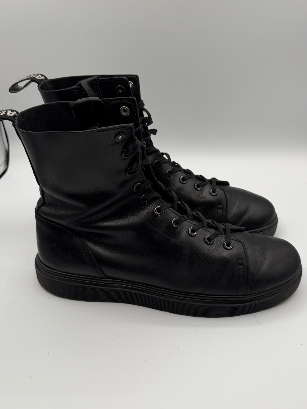 Dr. Martens Zaniel Combat 10 Eye Lace Up Zip Leather Boots Black Brando M11 W12